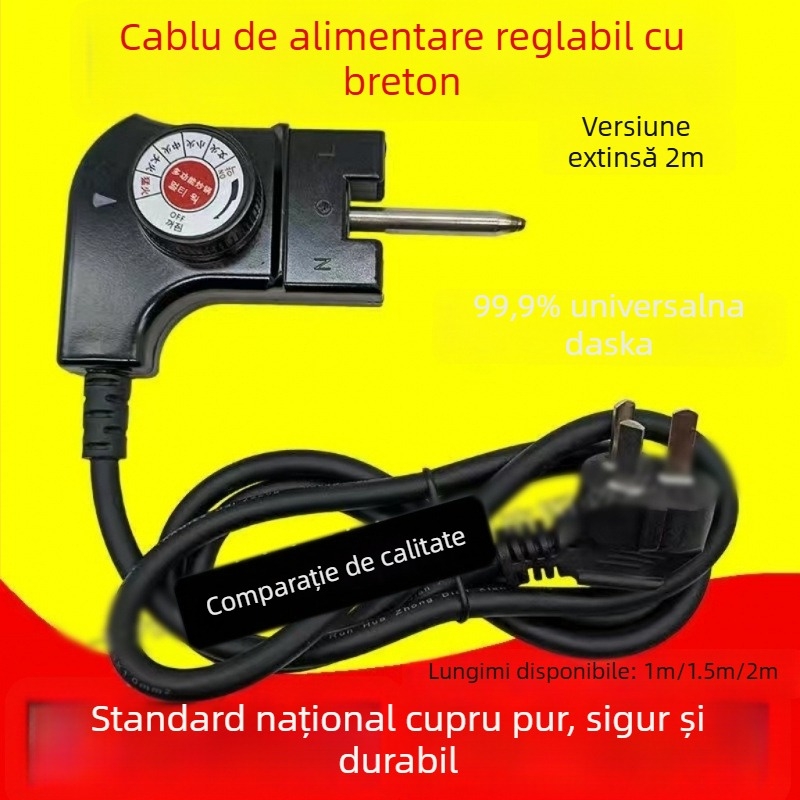 Comutator de control al temperaturii cu cablu de alimentare pentru oale electrice, plăci de grătar, tigăi de prăjit și tigăni de clătite – accesoriu multifuncțional (Model 1)