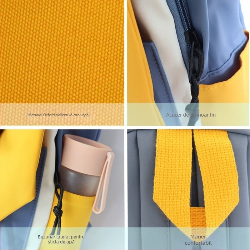 Rucsac unisex pentru clasele 1–6, material Oxford, impermeabil și rezistent la uzură, bretele cu pernă de aer, model cu litere, căptușeală din poliester