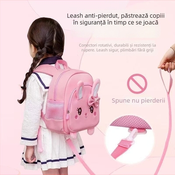 Rucsac pentru grădiniță pentru fete Kyushu Cat, imprimeu iepuraș, poliester, impermeabil, bretele cu pernă aer, anti-pierdere, pentru clasele 1–2
