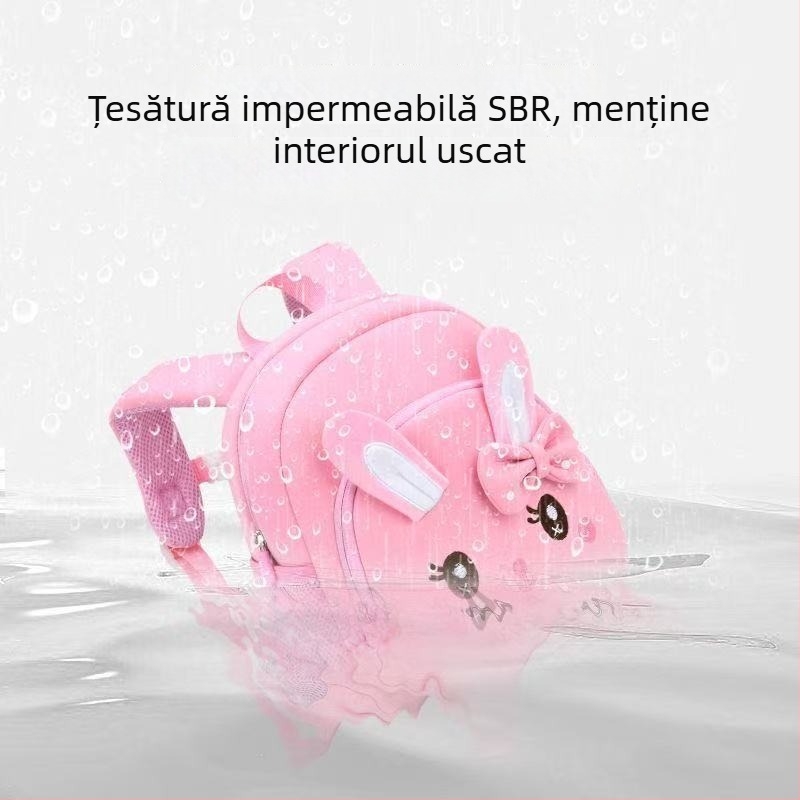 Rucsac pentru grădiniță pentru fete Kyushu Cat, imprimeu iepuraș, poliester, impermeabil, bretele cu pernă aer, anti-pierdere, pentru clasele 1–2