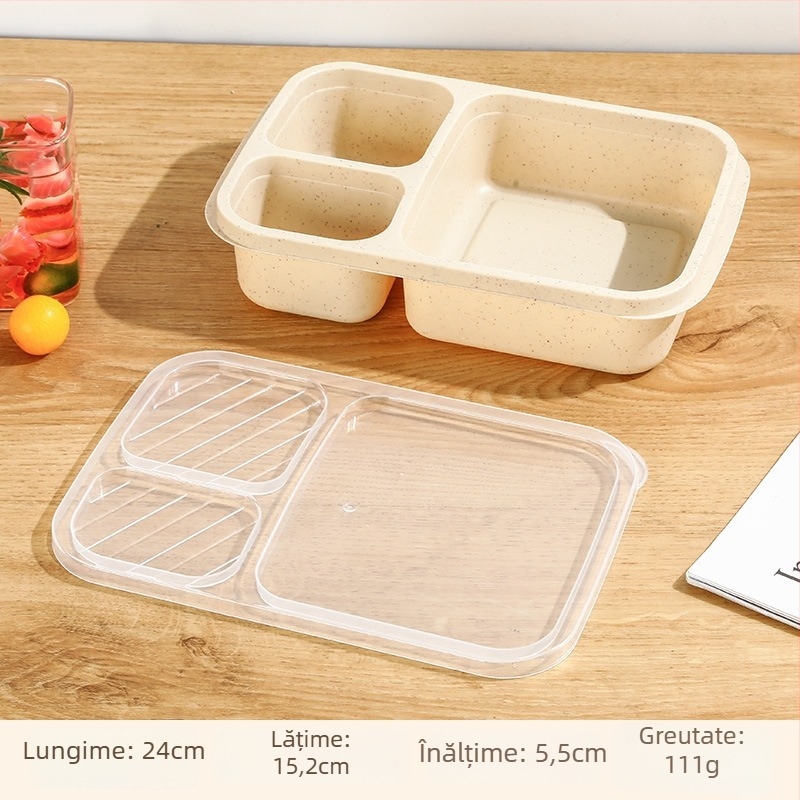 Cutie de prânz, plastic, pătrată, capacitate 1–2 L, strat unic, nu este compatibilă cu microundele