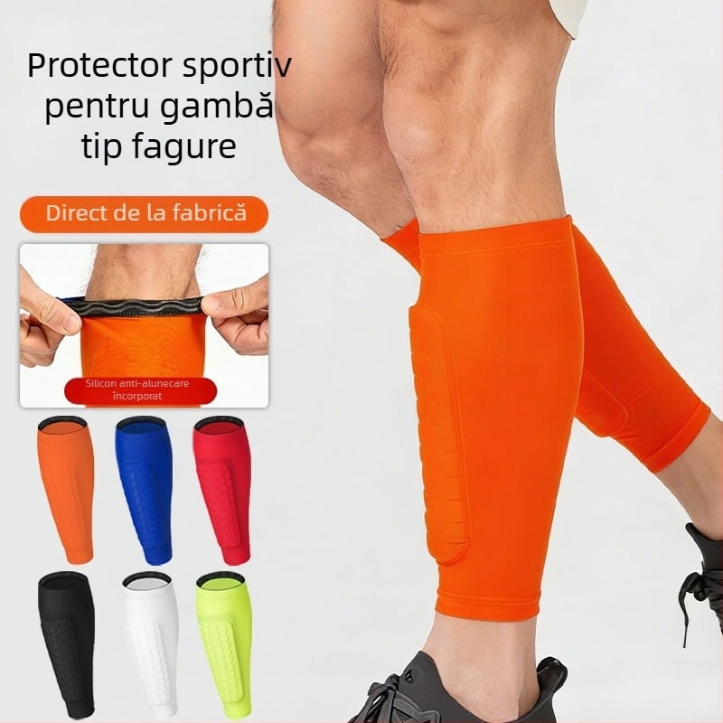 Șosete de protecție pentru gambă cu model fagure, EVA, protecție anti-coliziune, Lycra, elasticitate înaltă, antiderapante, pentru adulți și copii, fotbal