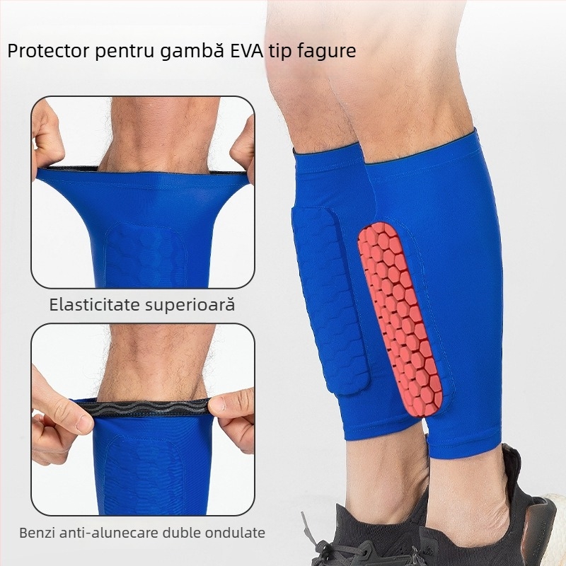 Șosete de protecție pentru gambă cu model fagure, EVA, protecție anti-coliziune, Lycra, elasticitate înaltă, antiderapante, pentru adulți și copii, fotbal