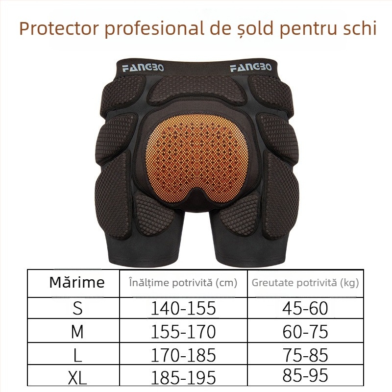 Set de protecție pentru schi cu protecții pentru șolduri, genunchi, pantaloni anti-cădere și protecții pentru patinaj – PU, brand Fang Bo