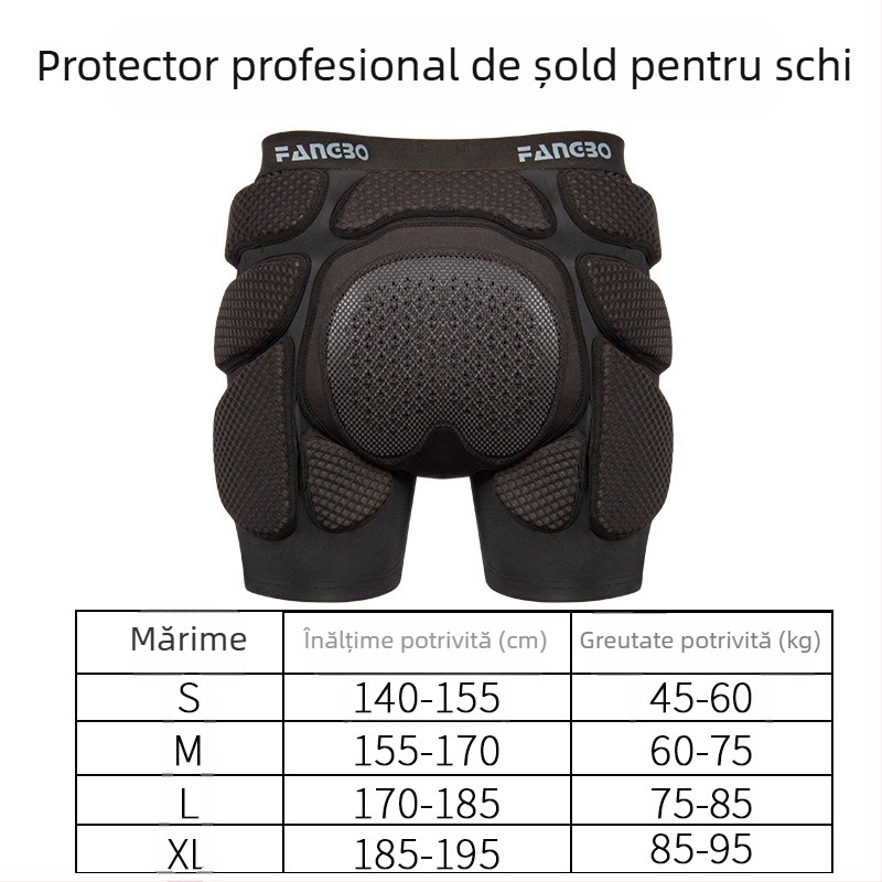 Set de protecție pentru schi cu protecții pentru șolduri, genunchi, pantaloni anti-cădere și protecții pentru patinaj – PU, brand Fang Bo