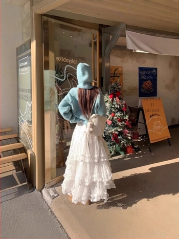 Fustă cake din plasă, cusătură prin splicing, poliester 90-95%, lungă