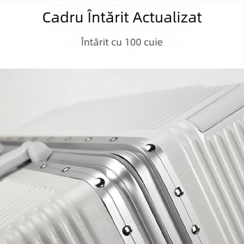 Valiză spinner cu cadru din aluminiu, 24 inch, mâner telescopic lat, roți silențioase, construcție durabilă