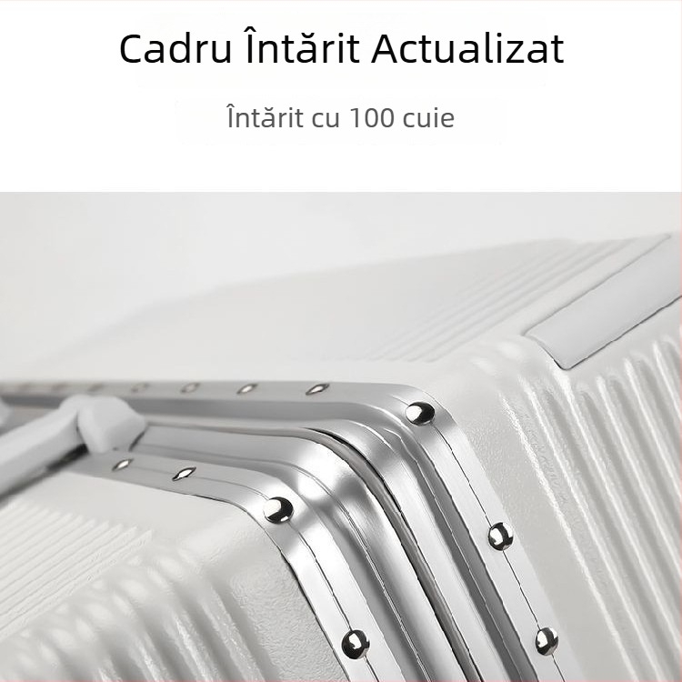 Valiză spinner cu cadru din aluminiu, 24 inch, mâner telescopic lat, roți silențioase, construcție durabilă