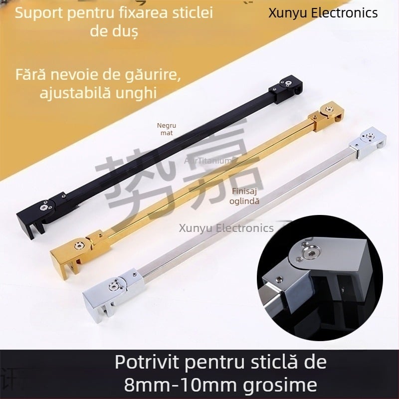 Hardver fixare sticlă duș – oțel inoxidabil, montaj fără găuri, conector pentru separator din sticlă, cadru de susținere