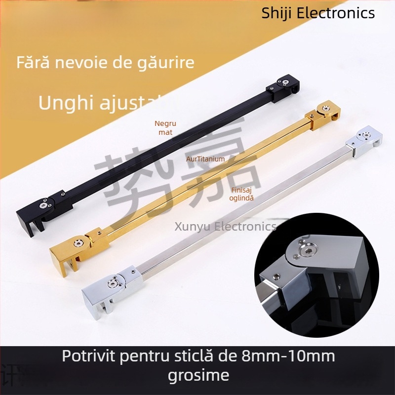 Hardver fixare sticlă duș – oțel inoxidabil, montaj fără găuri, conector pentru separator din sticlă, cadru de susținere