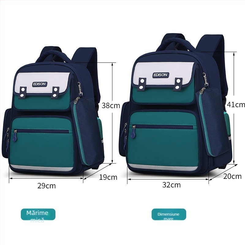 Ghiozdan pentru elevi din învățământ primar cu protecție a coloanei, design de reducere a greutății, benzi reflectorizante, capacitate mare, rezistent la apă