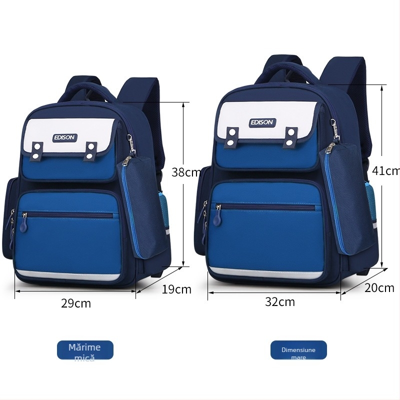 Ghiozdan pentru elevi din învățământ primar cu protecție a coloanei, design de reducere a greutății, benzi reflectorizante, capacitate mare, rezistent la apă