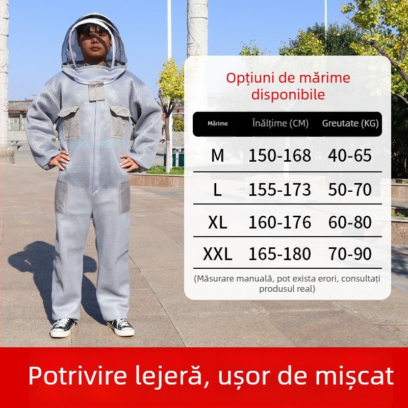 Costum de Apicultură Bee Warrior, dintr-o singură piesă, poliester, 290 g, pentru apicultură