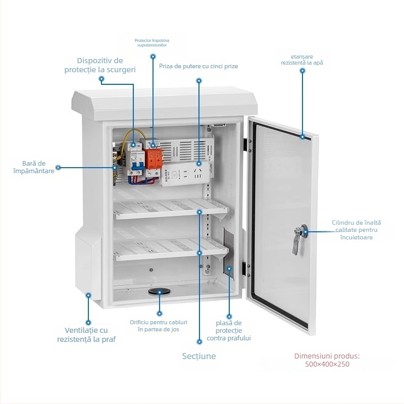 Cutie de supraveghere exterioară din oțel inox, impermeabilă, montaj pe perete pentru monitorizare video