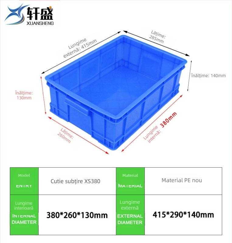 Cutie turnover din plastic HDPE cu capac, rezistentă la apă și coroziune, grosimea peretelui 1.5–2.0 mm, capacitate de încărcare 5–50