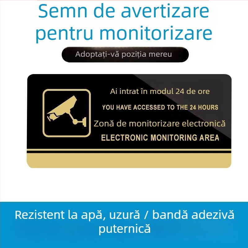 Panou de avertizare pentru supraveghere a magazinului, interior și exterior, compatibil cu camere, avertizare anti-furt