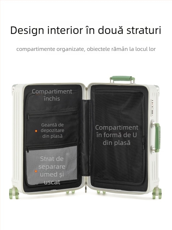 Bagaj de călătorie multifuncțional cu port USB, lacăt TSA cu parolă, carcasa PC, roți omnidirecționale, greutate 3.475 kg