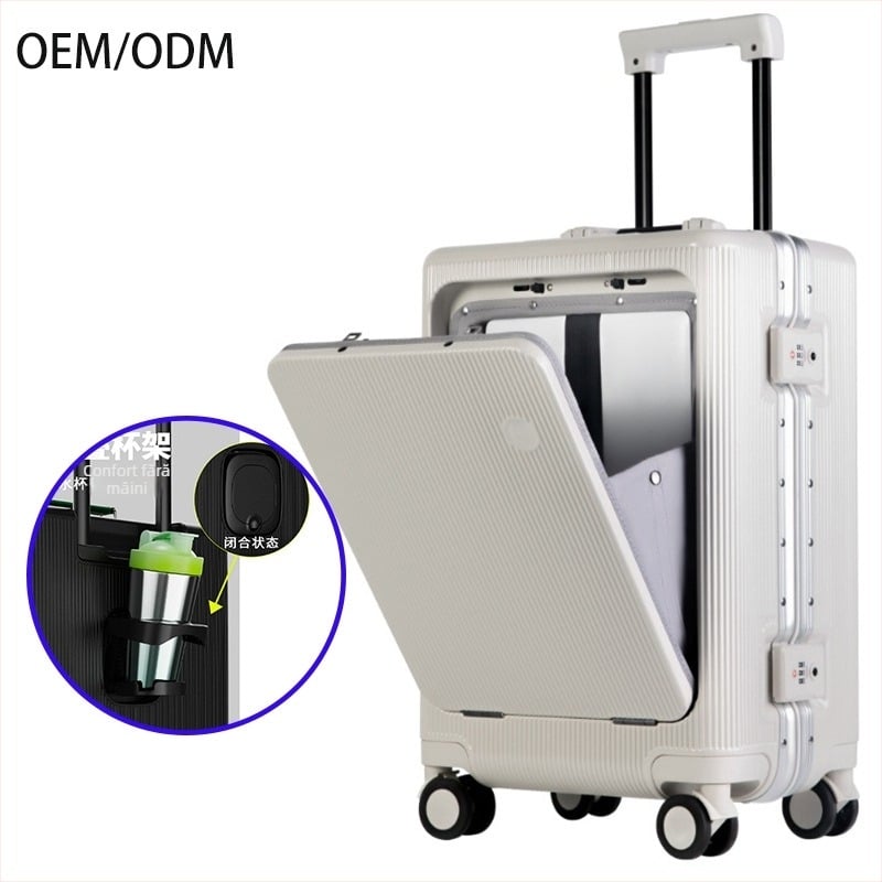 Valiză polikarbonat cu USB, deschidere frontală, încuietoare TSA și roți universale, 5 kg