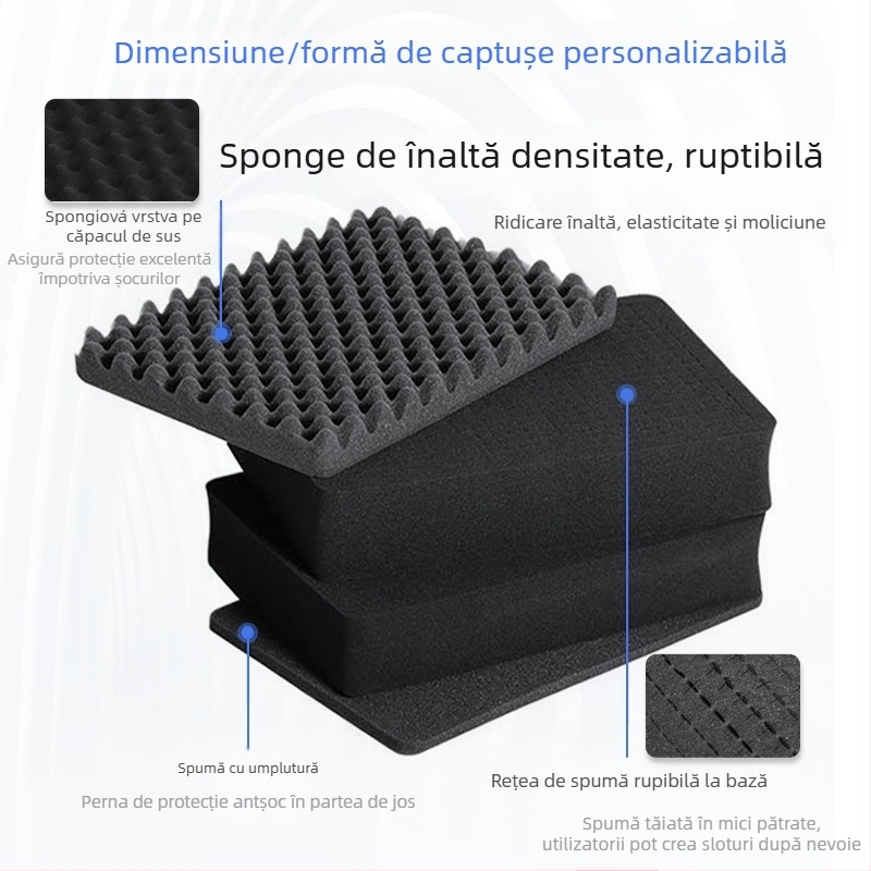 Cutie de scule din plastic portabilă pentru instrumente, impermeabilă și rezistentă la umezeală, depozitare pentru instrumente, cu protecție triplă