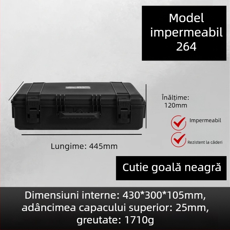 Cutie de scule din plastic portabilă pentru instrumente, impermeabilă și rezistentă la umezeală, depozitare pentru instrumente, cu protecție triplă