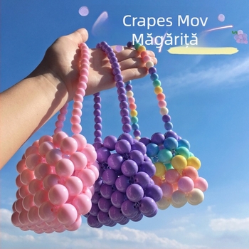 Geantă din mărgele țesute, stil stradal, mică rotundă crossbody, acrilic, moale, pentru uz zilnic