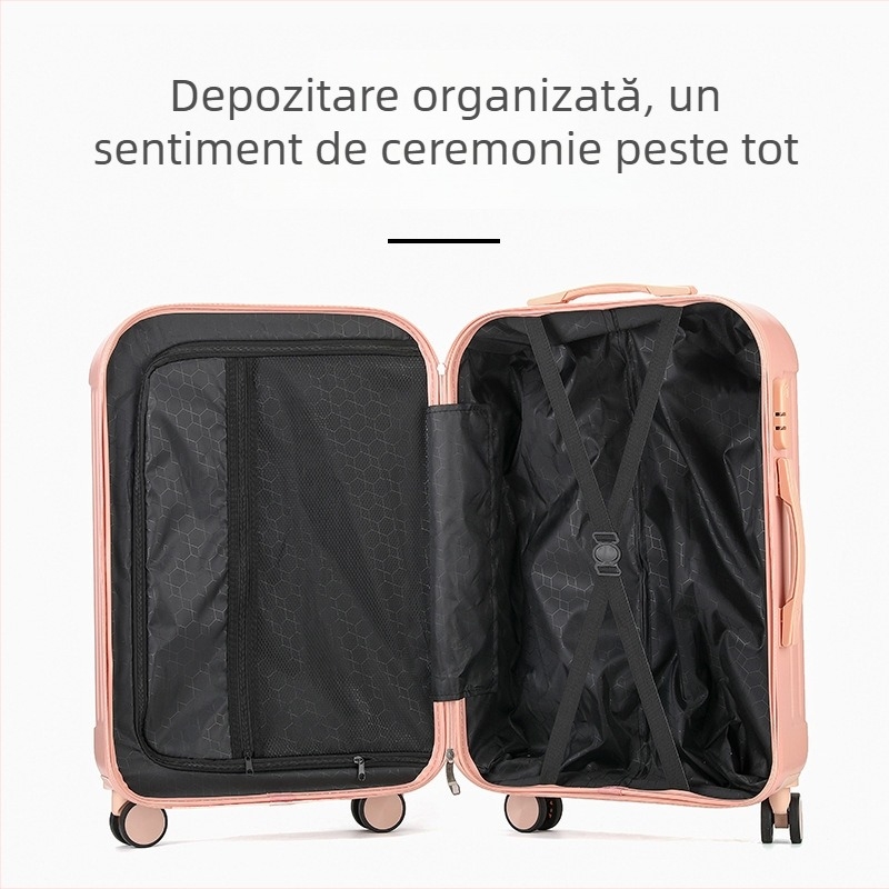 Prami bagaj de mână de 20 inch, ușor, ABS+PC, roți cu 360°, închidere cu combinație, impermeabil, durabil, unisex, culoare solidă, valiză de călătorie