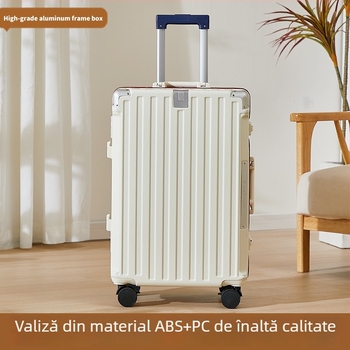 Valiză cu cadru din aluminiu, material ABS/PC durabil, roți universale, deschidere cu clapă, încuietoare cu cod standard