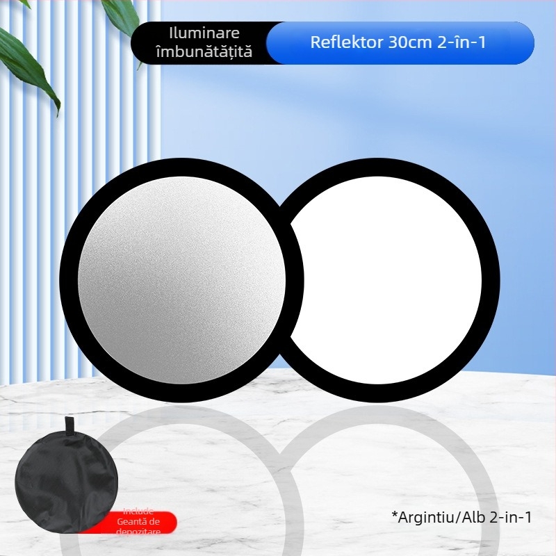Reflector fotografic, rotund și pliabil, cinci în unu, pentru interior și exterior, model Combination, greutate 0,2 kg