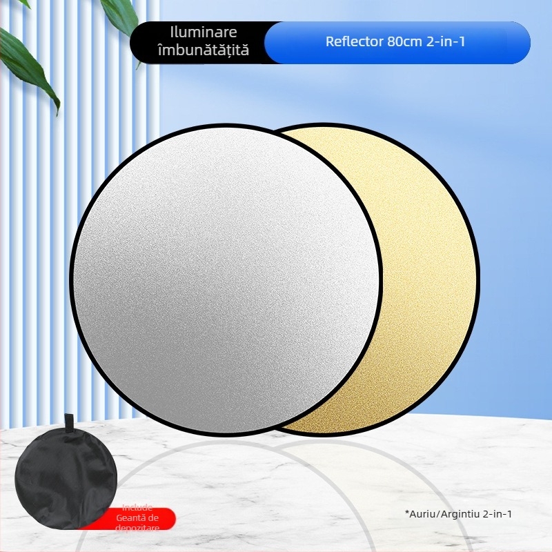 Reflector fotografic, rotund și pliabil, cinci în unu, pentru interior și exterior, model Combination, greutate 0,2 kg