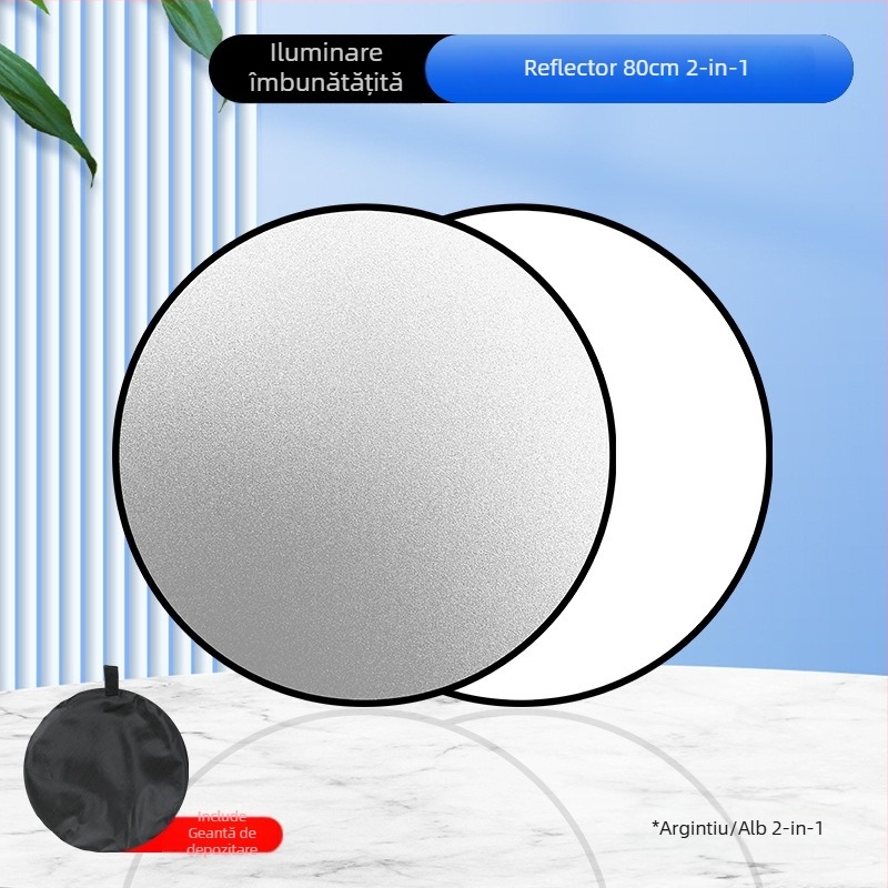 Reflector fotografic, rotund și pliabil, cinci în unu, pentru interior și exterior, model Combination, greutate 0,2 kg