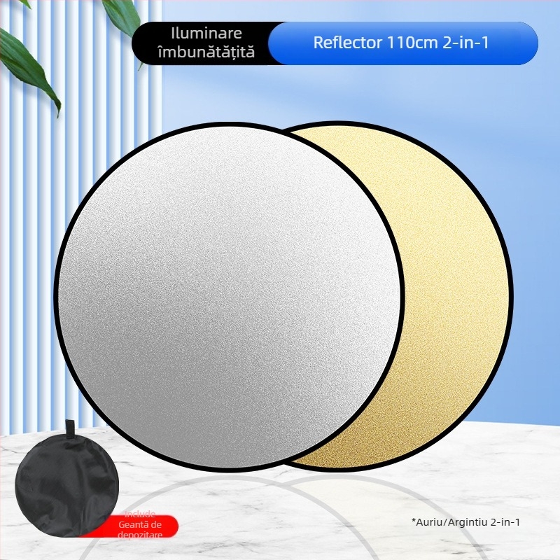 Reflector fotografic, rotund și pliabil, cinci în unu, pentru interior și exterior, model Combination, greutate 0,2 kg