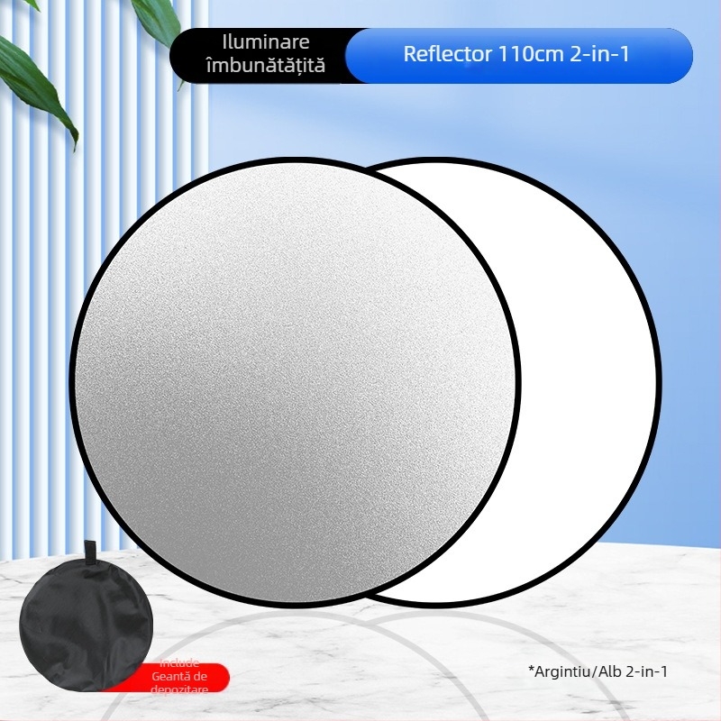 Reflector fotografic, rotund și pliabil, cinci în unu, pentru interior și exterior, model Combination, greutate 0,2 kg