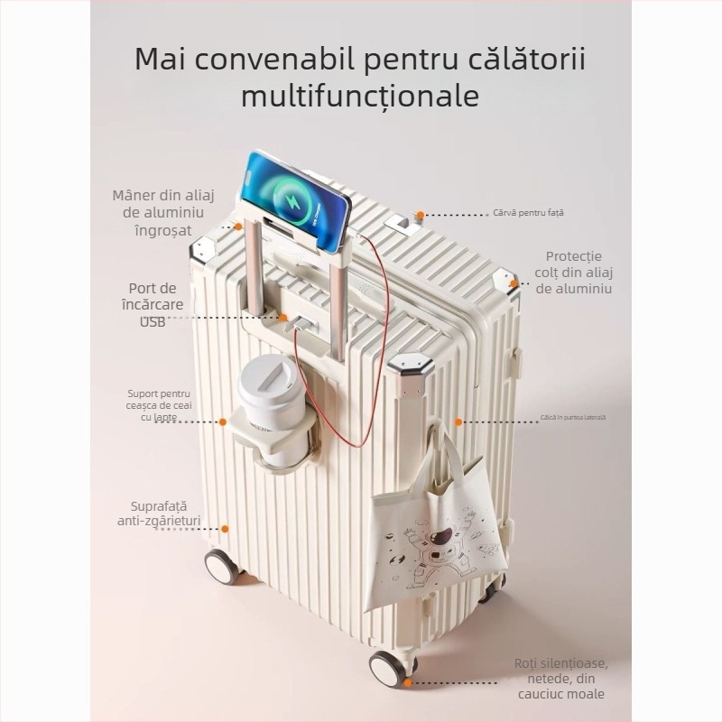 Valiză multifuncțională de voiaj cu fermoar, material ABS+PC, 2,6 kg, brand Travel rider