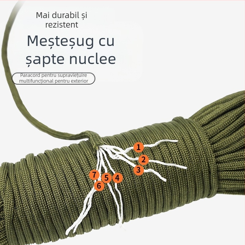Sfoară pentru umbrelă, 4 mm, șapte fire, poliester, 31 m în pachet, pentru camping în aer liber