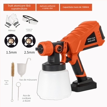 Pistol de pulverizare fără fir, cu baterie litiu, cu performanță înaltă, modul detașabil, pistol electric de înaltă tensiune pentru vopsea latex