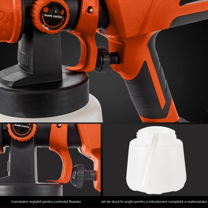 Pistol de pulverizare fără fir, cu baterie litiu, cu performanță înaltă, modul detașabil, pistol electric de înaltă tensiune pentru vopsea latex