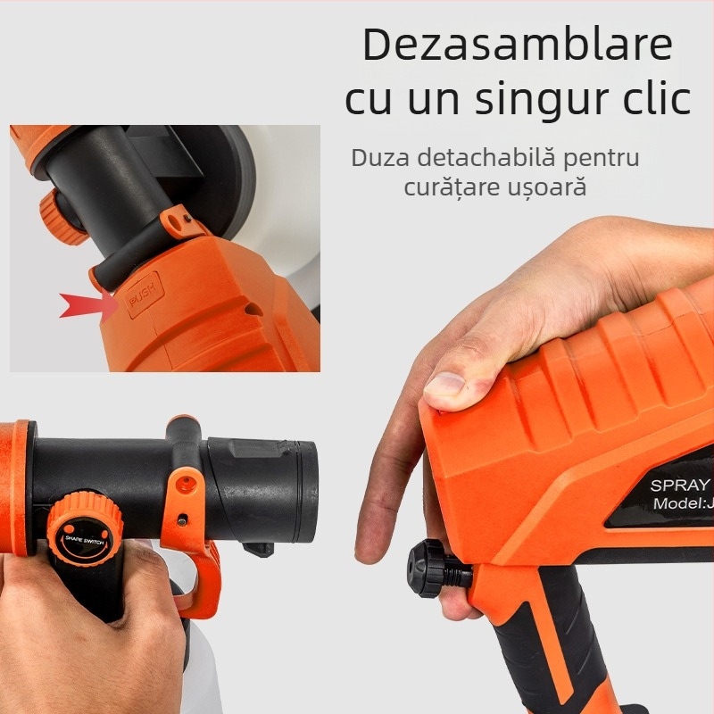 Pistol de pulverizare fără fir, cu baterie litiu, cu performanță înaltă, modul detașabil, pistol electric de înaltă tensiune pentru vopsea latex