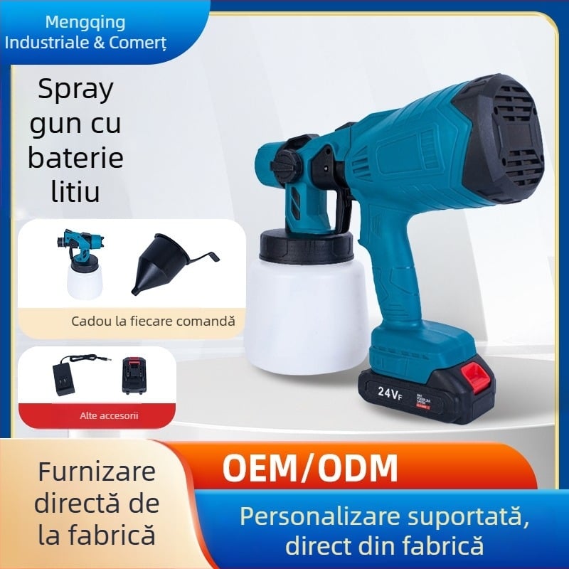 Pistol de vopsit electric cu baterie de litiu, detașabil, presiune înaltă, pentru vopsea latex; presiune maximă 50 MPa, debit 0,6 L/min, distanță de pulverizare 2 mm, lățime jet 3 mm