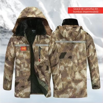 Jachetă de iarnă camuflată, căptușită – impermeabilă, caldă, vizibilitate nocturnă reflectivă – material exterior nylon, pentru uz în fabrică