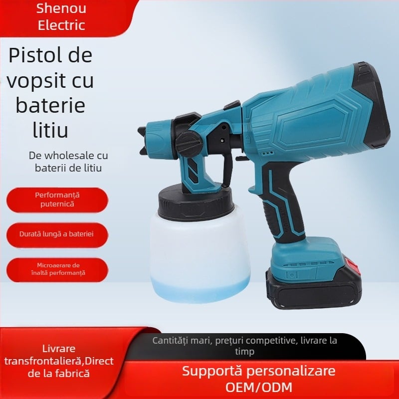 Pistol de vopsit electric Shenou, baterie litiu reîncărcabilă, 21V