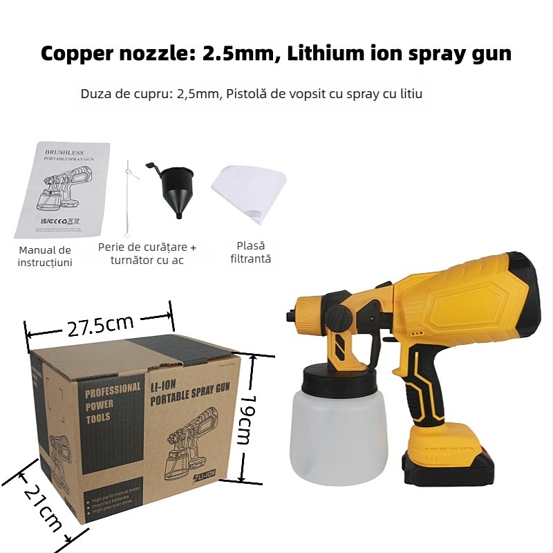 Pistol de vopsit fără fir pentru uz casnic (baterie Li-ion reîncărcabilă; 21V)