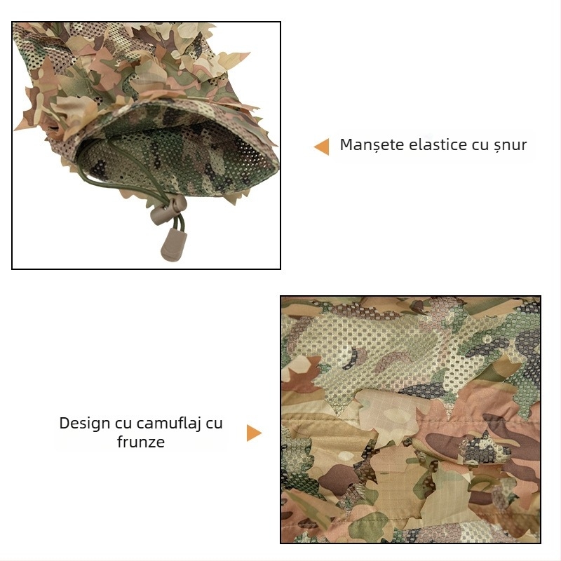 Îmbrăcăminte de camuflaj în stil pelerină pentru vânătoare, țesătură din amestec de bumbac, respirabilă, rezistentă la uzură, model camuflaj, greutate 540 g
