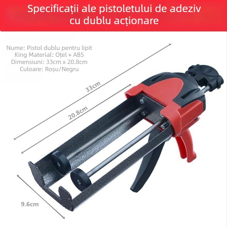 Pistol electric pentru etanșare cu două tuburi – seria Beauty seam, Zindori, construcție din oțel + ABS, capacitate sub 420 ml, greutate 1,3 kg