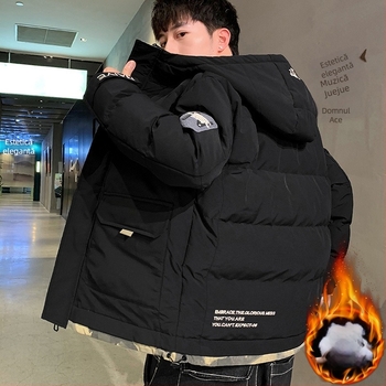 Jachetă bărbătească camuflată, călduroasă, cu umplutură din poliester și căptușeală poliesterică, fermoar și guler înalt