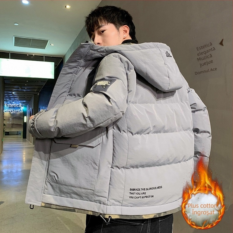 Jachetă bărbătească camuflată, călduroasă, cu umplutură din poliester și căptușeală poliesterică, fermoar și guler înalt