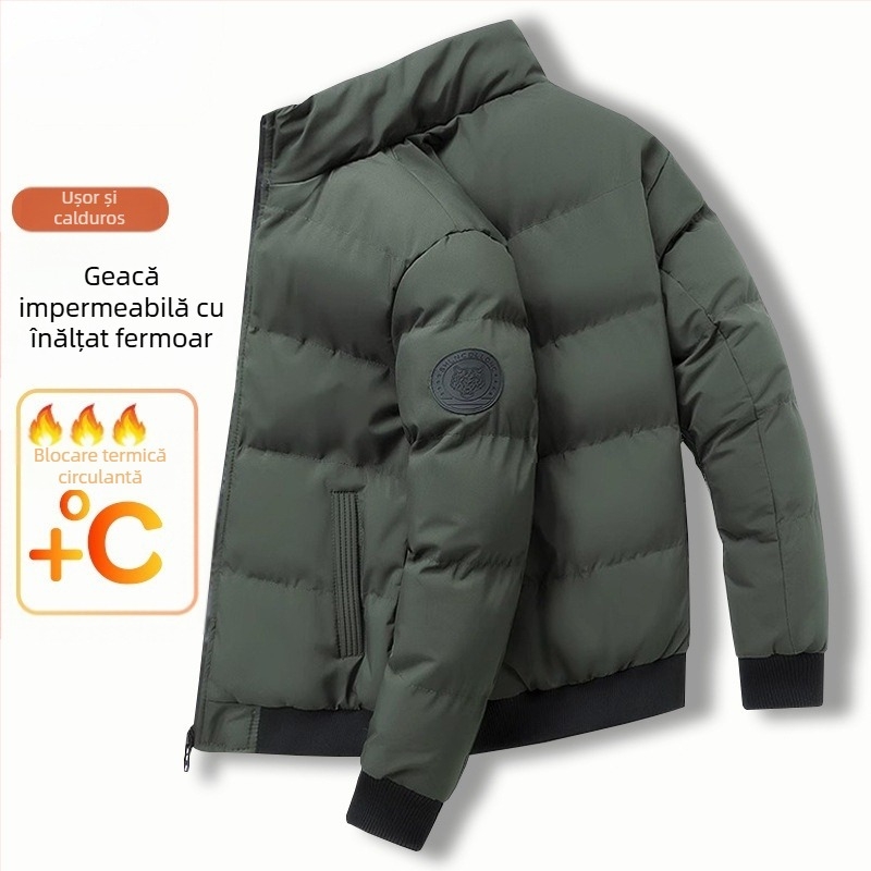 Jachetă bărbătească camuflată, călduroasă, cu umplutură din poliester și căptușeală poliesterică, fermoar și guler înalt