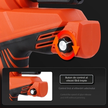 Pistol electric de lipire adezivă, cu baterie litiu, automat, aliaj de aluminiu ABS, greutate 1,2 kg, compatibil cu adeziv moale de 600 ml și adeziv dur de 300 ml