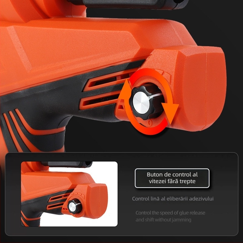 Pistol electric de lipire adezivă, cu baterie litiu, automat, aliaj de aluminiu ABS, greutate 1,2 kg, compatibil cu adeziv moale de 600 ml și adeziv dur de 300 ml