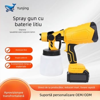 Cloud Whale Pistol electric de pulverizare de înaltă presiune, cu baterie litiu detașabilă, reîncărcabil, pentru vopsire auto cu vopsea latex