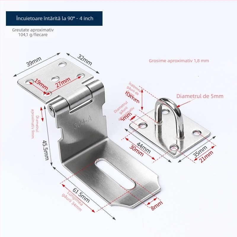 Încuietoare din oțel inoxidabil pentru garderobe și dulapuri, model gros, stil modern minimalist, Haidi bos